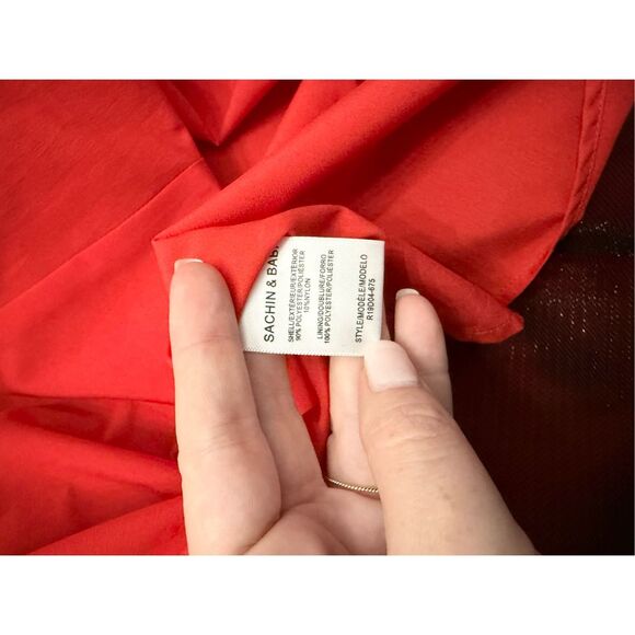 Sachin & Babi Bisate Midi Dress Red Pink Floral Print Strapless Size 6 - Picture 6 of 8